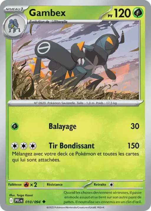 Carte Pokémon Gambex 010/094 Peu Commune Flammes Fantasmagoriques