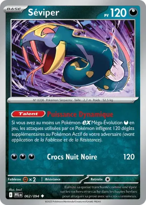 Carte Pokémon Séviper 062/094 Peu Commune Flammes Fantasmagoriques