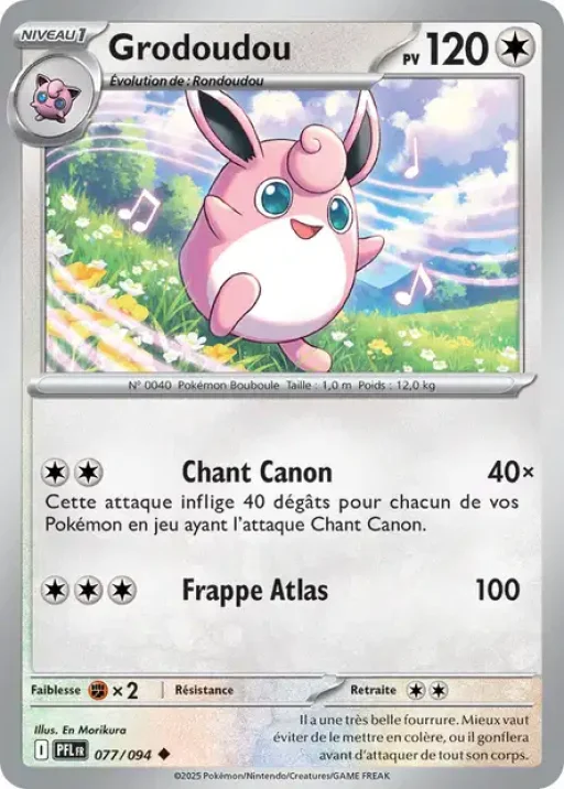 Carte Pokémon Grodoudou 077/094 Peu Commune Flammes Fantasmagoriques