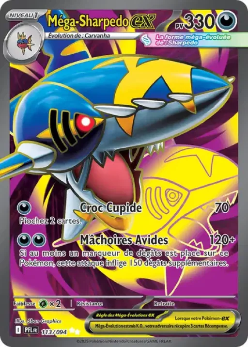 Carte Pokémon Méga-Sharpedo-ex 113/094 Ultra Rare Flammes Fantasmagoriques